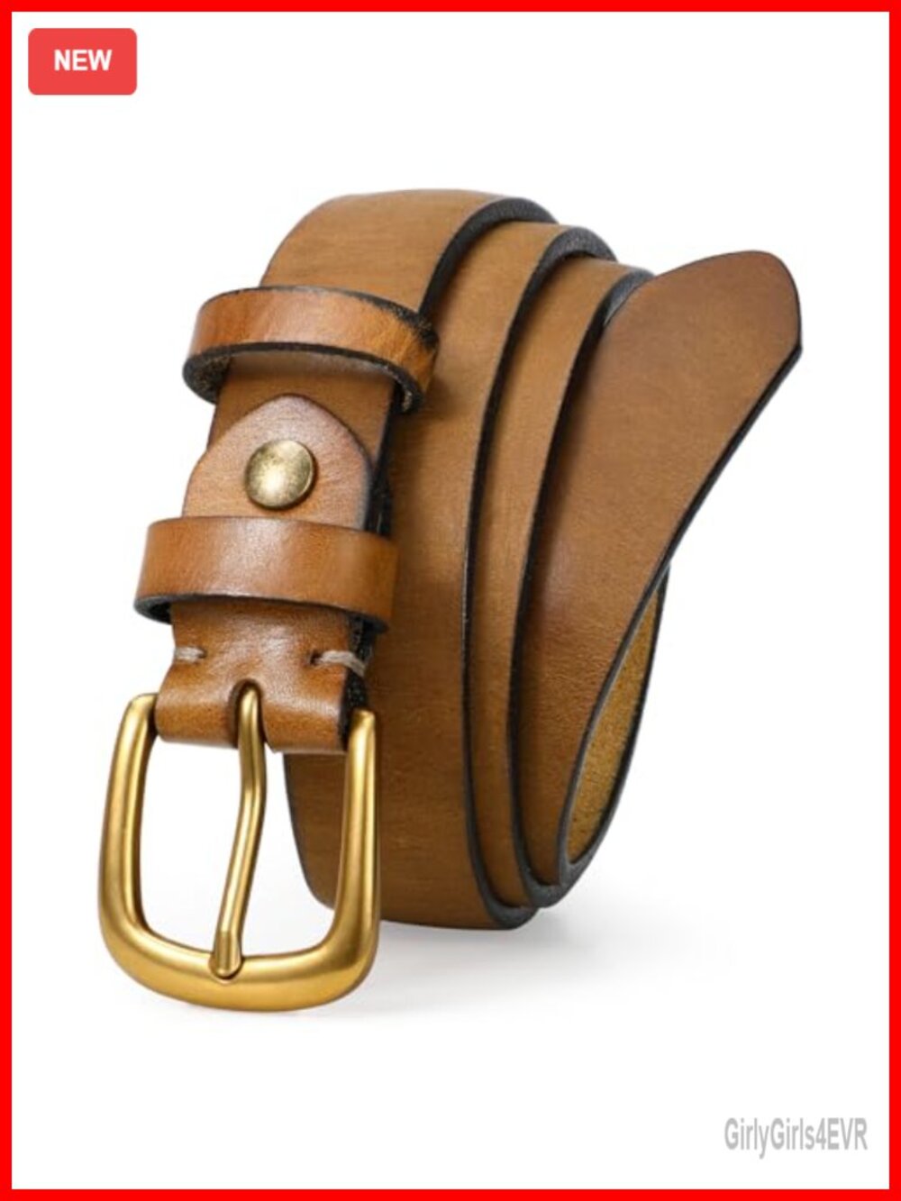 VONMELLI Genuine Leather Belt for Women Full Grain Vintage Gold Buckle
